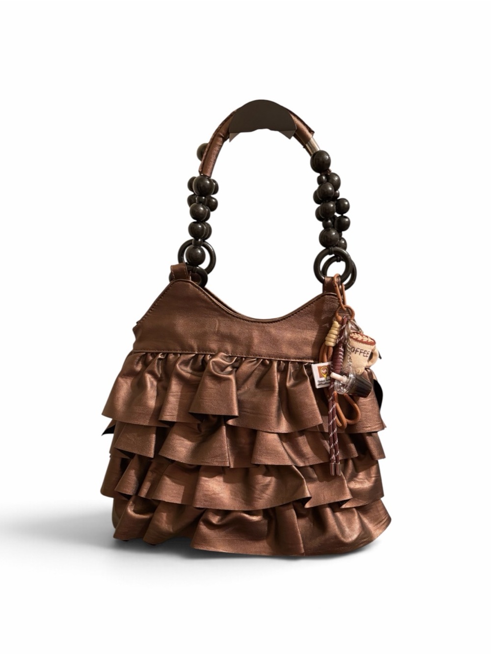 Bueno Chocolate Brown Ruffled Shoulder Bag